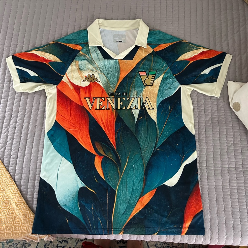 Kappa Cream and Blue Soccer Jersey